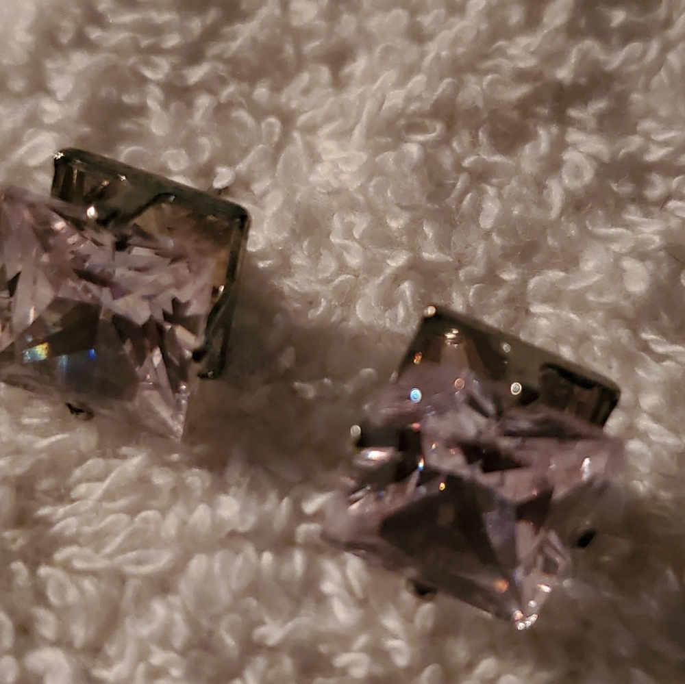 SQUARE STERLING SILVER CUBIC ZIRCONIA STUDS